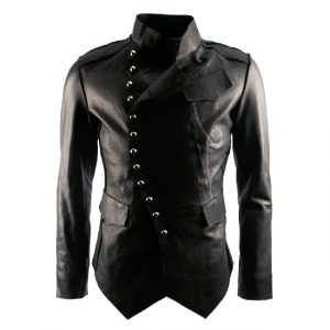 Giacca da motociclista in pelle militare da uomo 100% classica