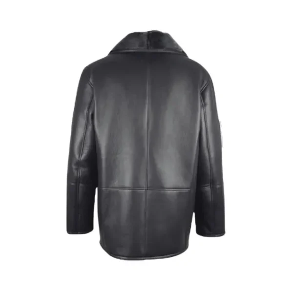 Cappotto da guida in pelliccia di montone nero Alex