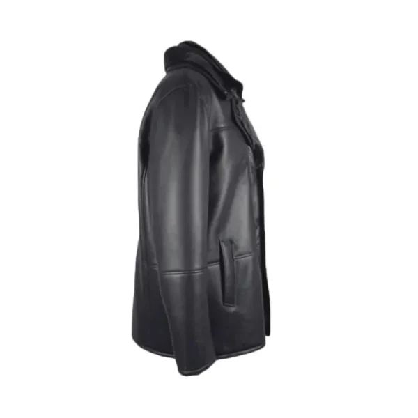 Cappotto da guida in pelliccia di montone nero Alex