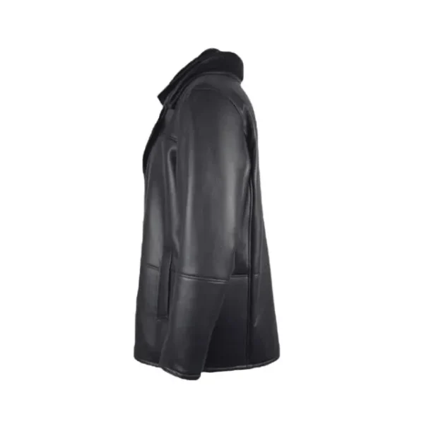 Cappotto da guida in pelliccia di montone nero Alex