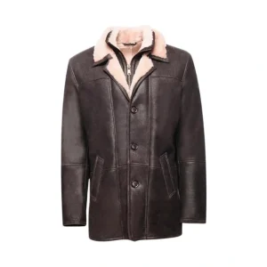Cappotto da uomo in pelle marrone shearling di Alex