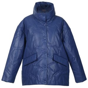 Giacca da donna in pelle di pecora trapuntata blu
