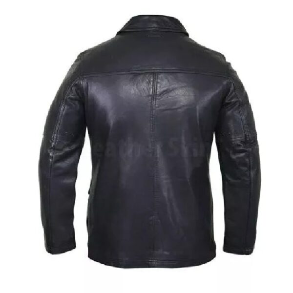 Giacca in pelle con tasche a patta in stile motociclista