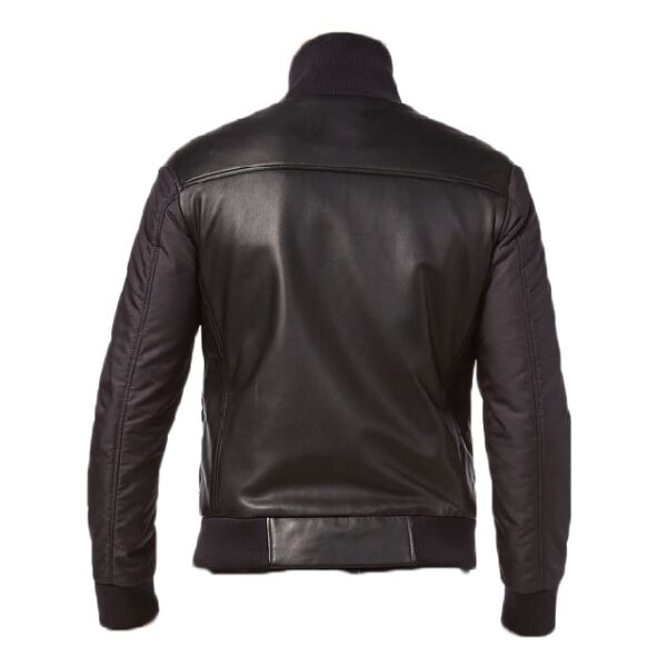 Giacca in pelle nera da bomber