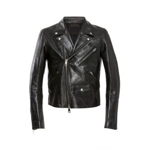 Giacca in pelle nera da motociclista