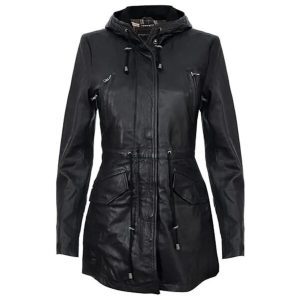 Parka nero con cappuccio staccabile