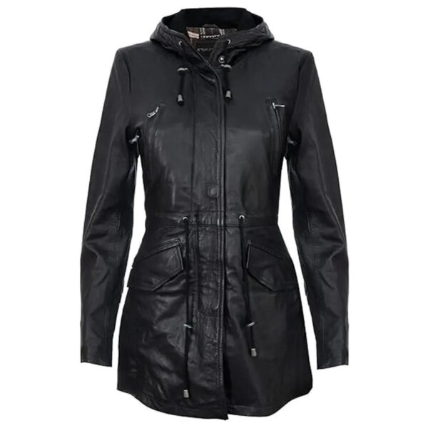 Parka nero con cappuccio staccabile