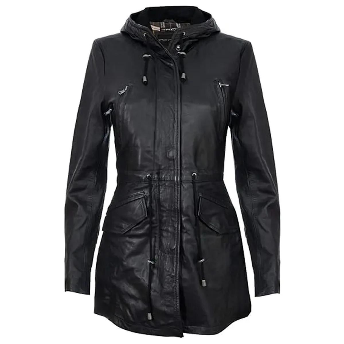 Parka nero con cappuccio staccabile