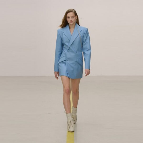 Blazer in pelle blu replica Aleksandre Akhalkatsishvili
