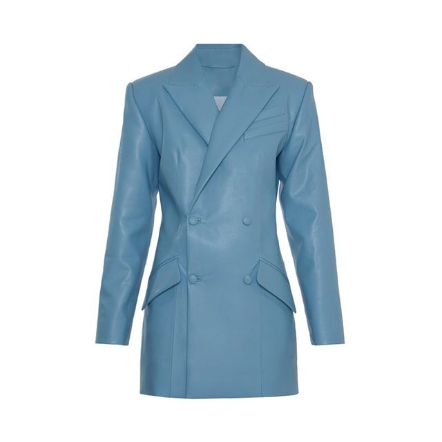 Blazer in pelle blu replica Aleksandre Akhalkatsishvili