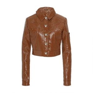 Top in similpelle verniciata marrone da cowboy