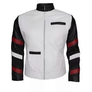 Giacca da uomo in pelle bianca classica vintage
