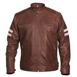 Giacca da motociclista in pelle di pecora Classic 92 da uomo, marrone