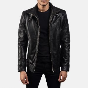Giacca da motociclista in pelle nera Legacy