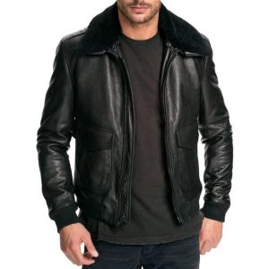 Giubbotto bomber in pelle da uomo dell'aeronautica militare