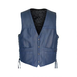 Gilet in pelle da uomo blu Cruiser