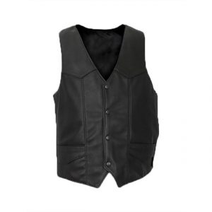 Gilet in pelle grigio cenere da uomo