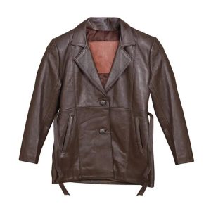 Blazer da uomo in vera pelle marrone cioccolato