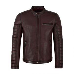 Giacca in pelle da motociclista Café Racer in pelle di agnello da uomo