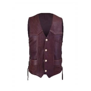 Gilet da uomo in vera pelle color vino rosso
