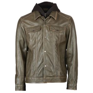 Giacca in pelle di pecora con cappuccio Ruboff Sheepskin da uomo