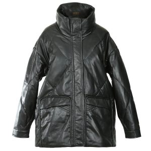 Cappotto trapuntato in pelle di pecora Olivia da donna
