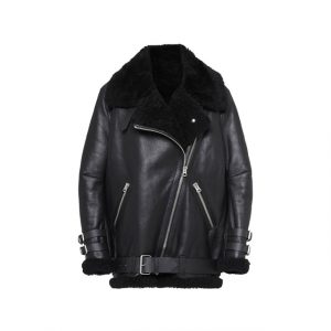 Giacca oversize in pelle e montone Velocite da donna