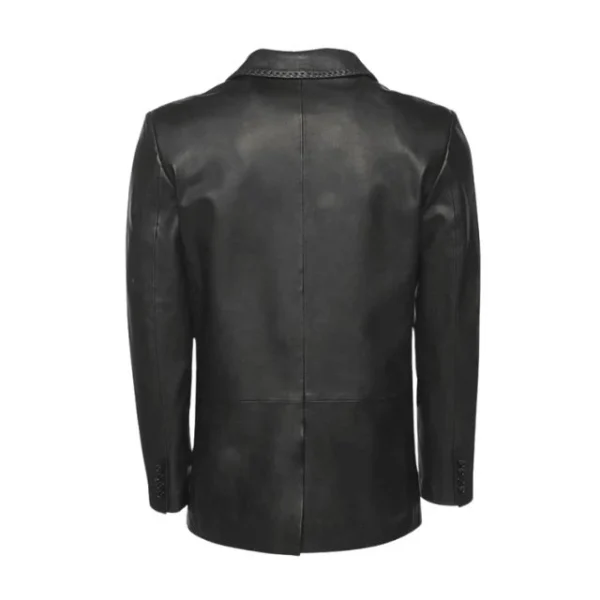 Blazer in pelle nera da uomo in stile western