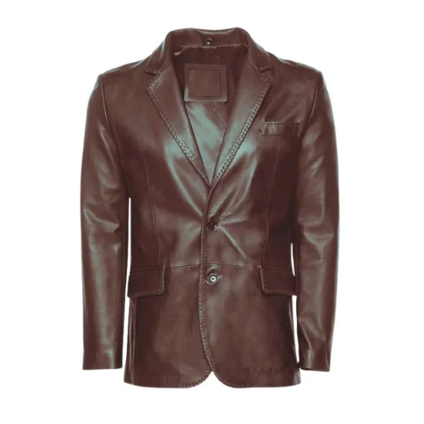 Blazer in pelle nera da uomo in stile western