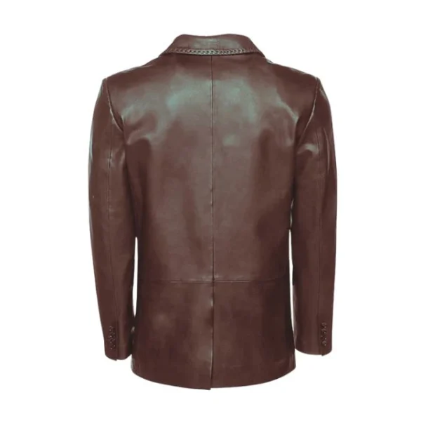 Blazer in pelle nera da uomo in stile western