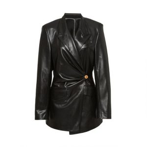 Blazer in pelle con ruche Blair da donna