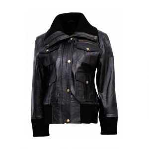 Giacca bomber nera multitasche da donna