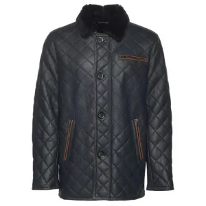 Cappotto in montone trapuntato da uomo nero