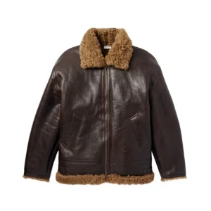Giacca in pelle sintetica Sherpa marrone da uomo
