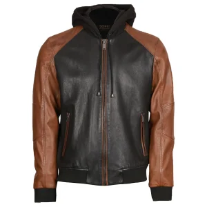 Giacca in pelle bicolore da uomo