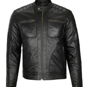 Giacca in pelle da motociclista classica Anthony