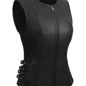 Gilet in pelle da motociclista Tiana