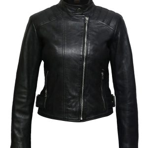Giacca corta in pelle da motociclista Selah