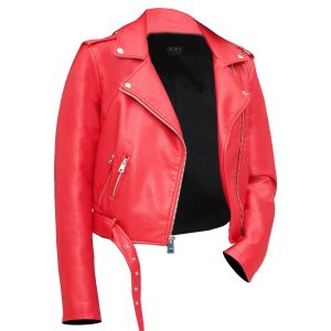 Giacca corta in pelle da motociclista Jolie