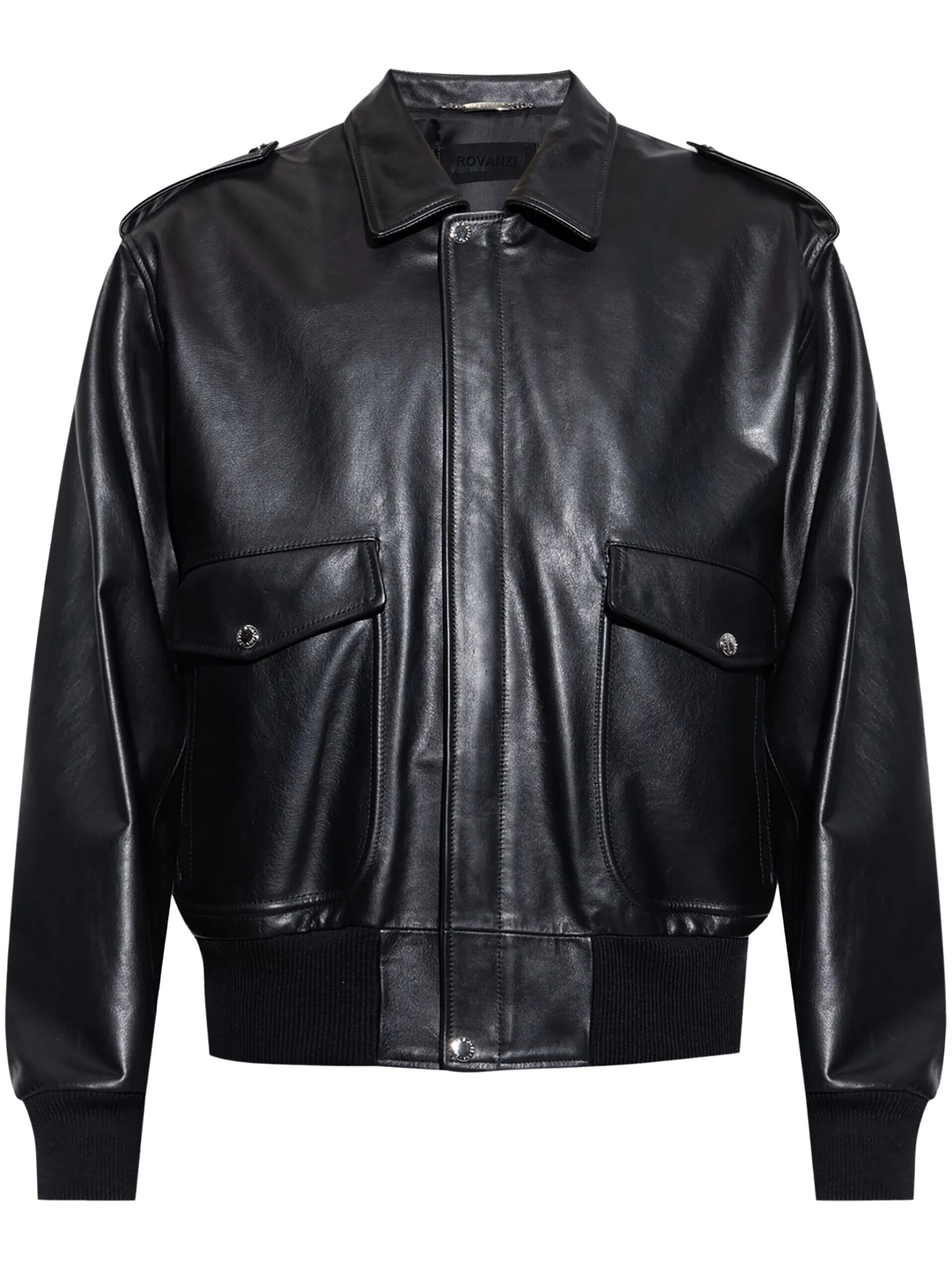 BUNERI Cuir Noir Bomber