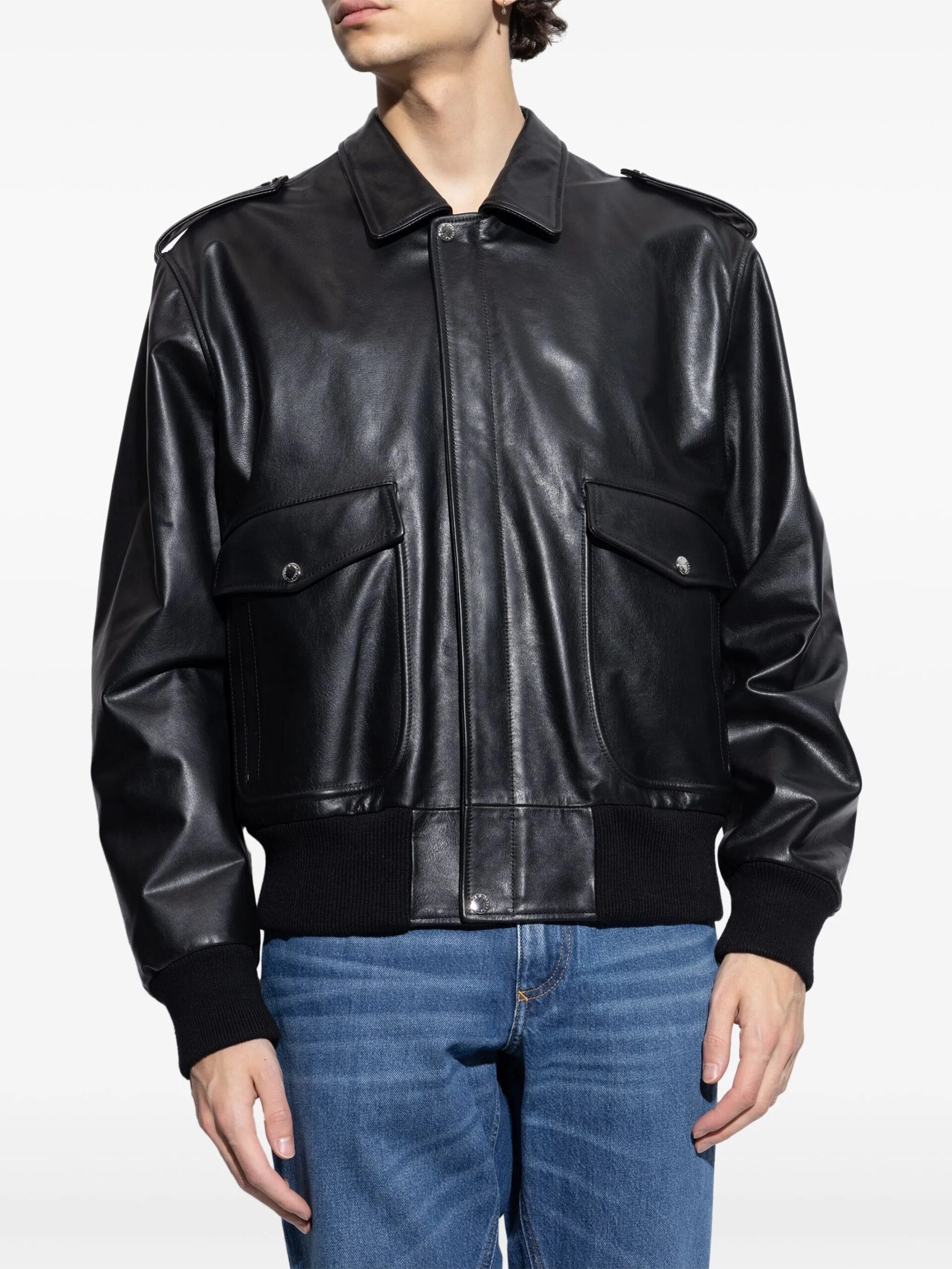BUNERI Cuir Noir Bomber – Image 2