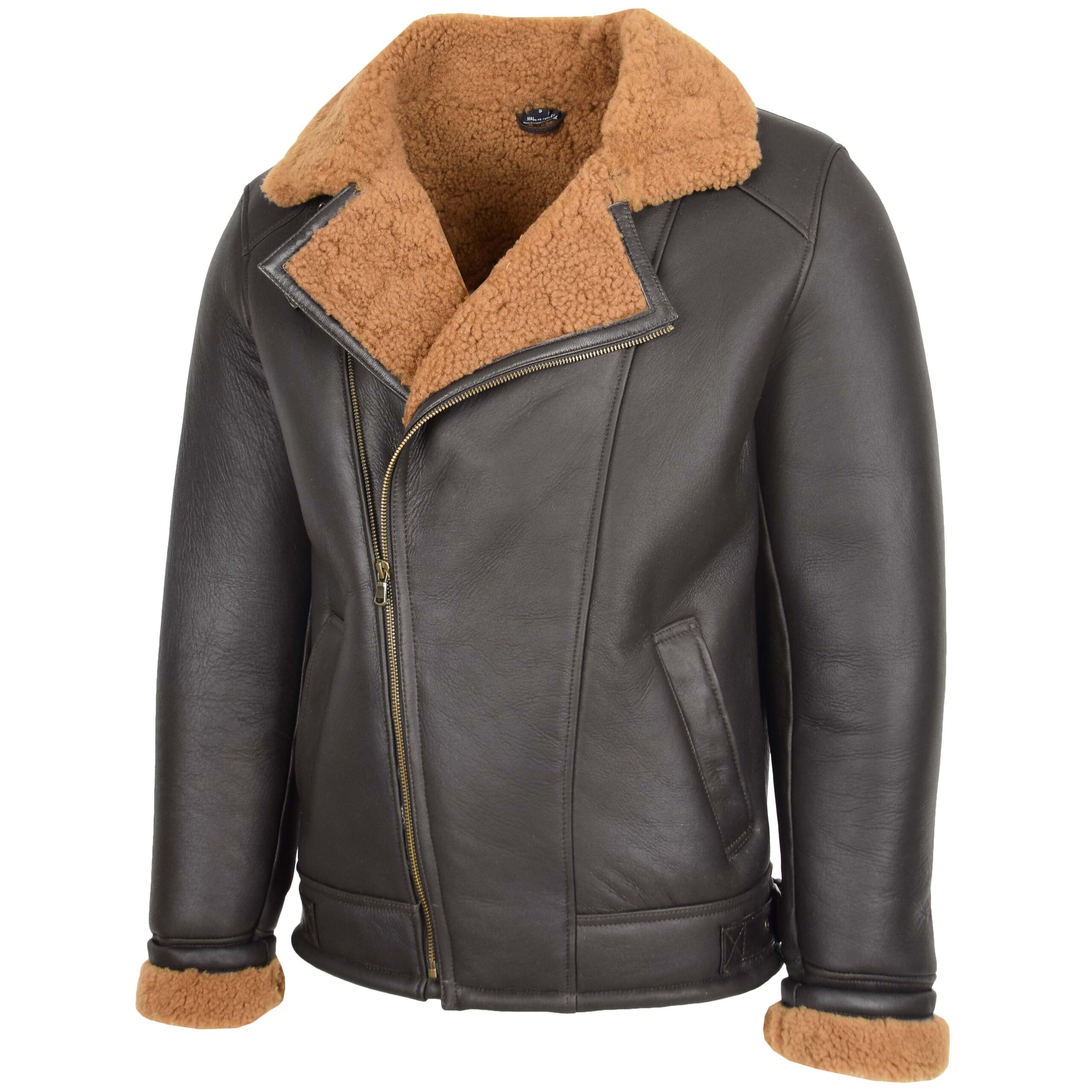 BUNERI Aviateur Peau Mouton Blen Marron Gingembre – Image 4