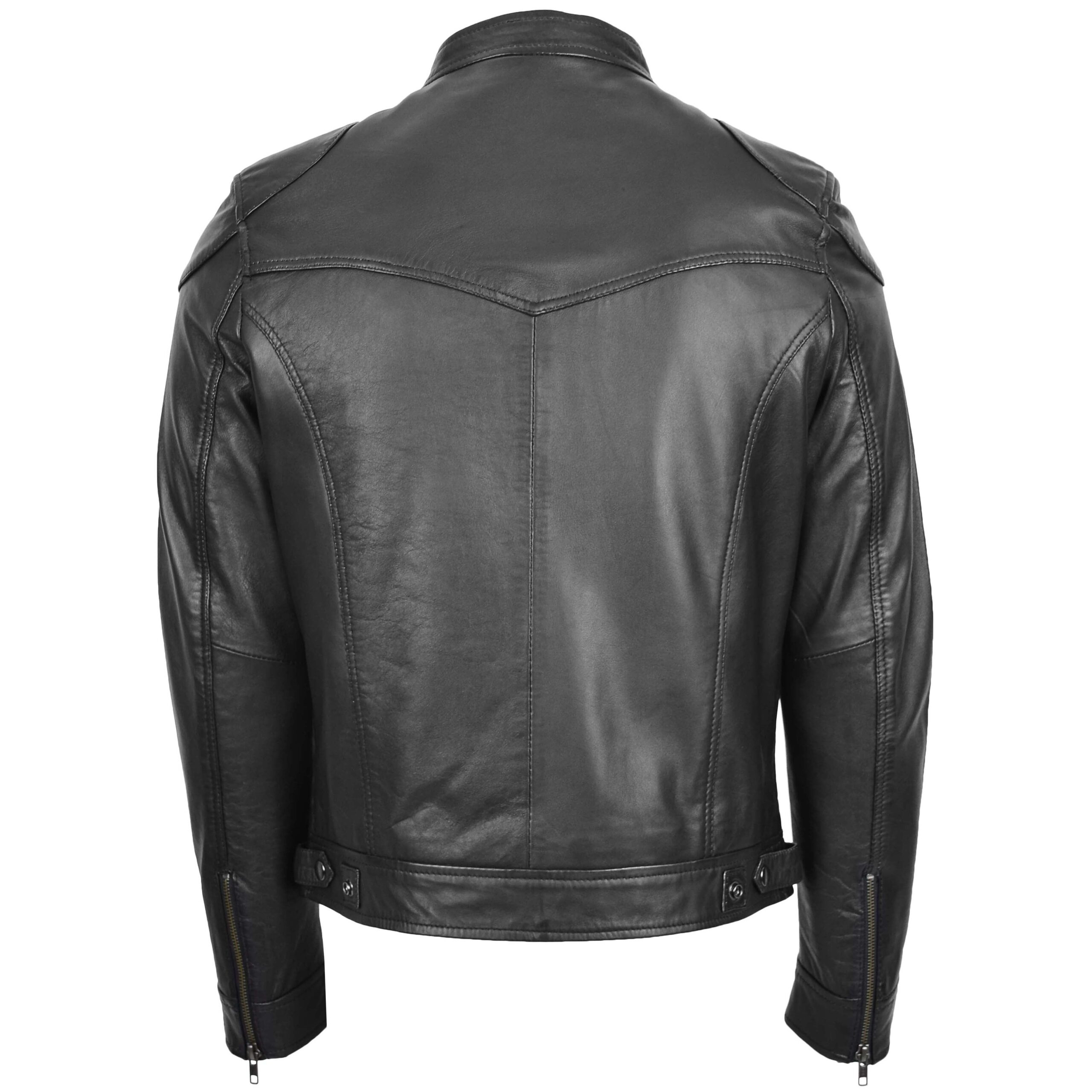 BUNERI Blouson Cuir Biker Casual Homme Noir – Image 2