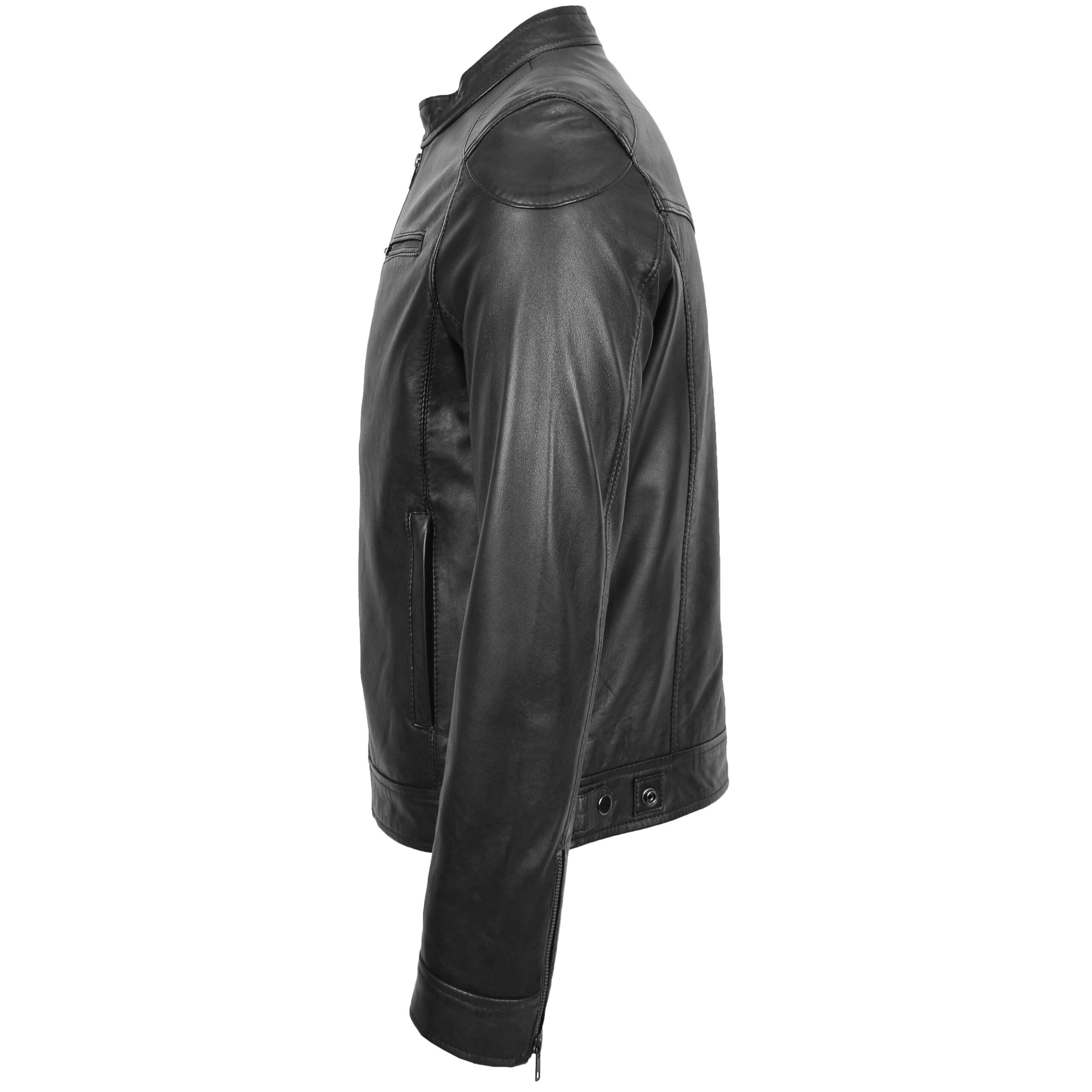BUNERI Blouson Cuir Biker Casual Homme Noir – Image 5