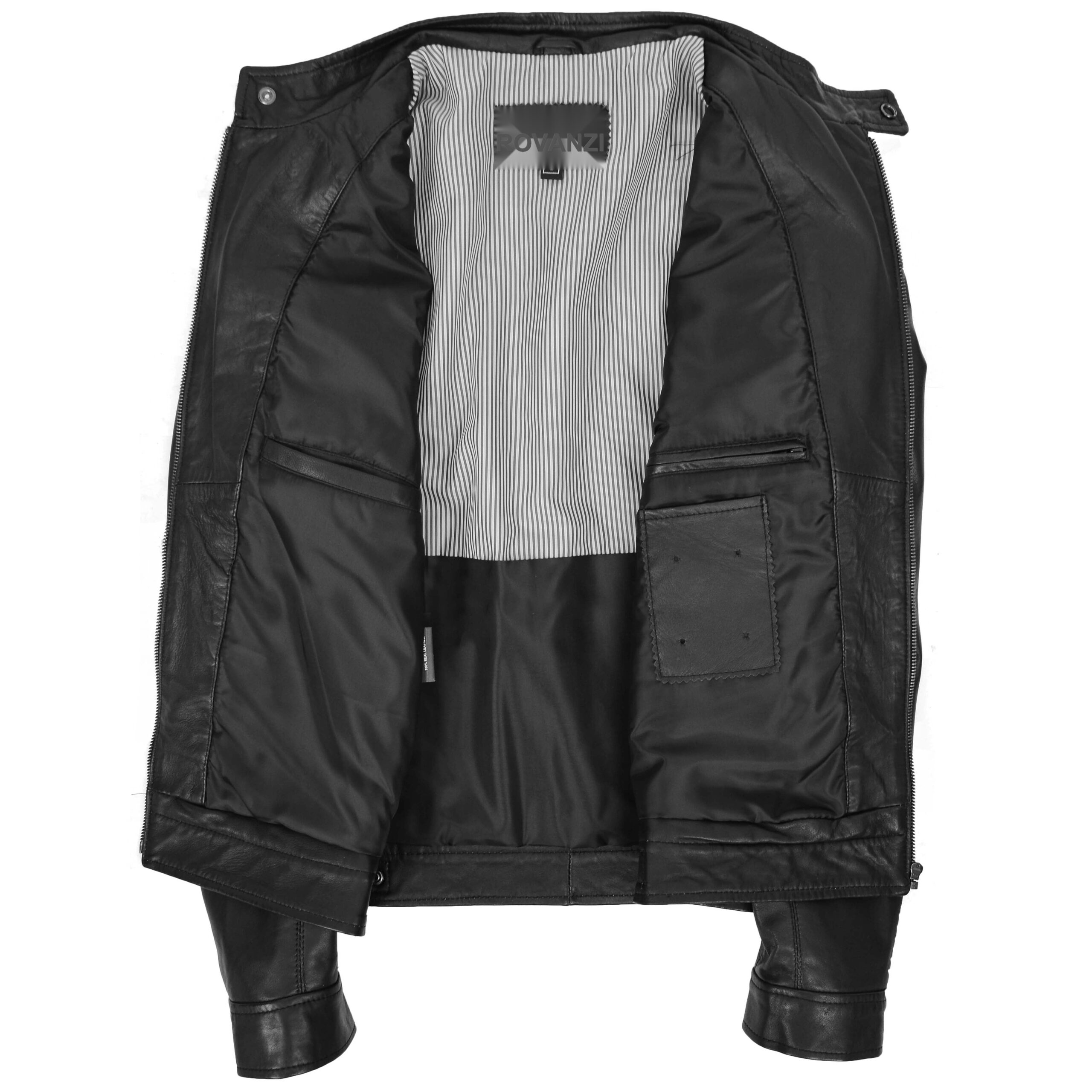 BUNERI Blouson Cuir Biker Casual Homme Noir – Image 6