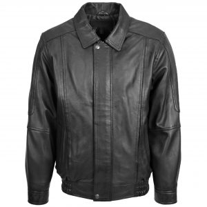 BUNERI Blouson Homme Cuir Bomber Style Classique Noir