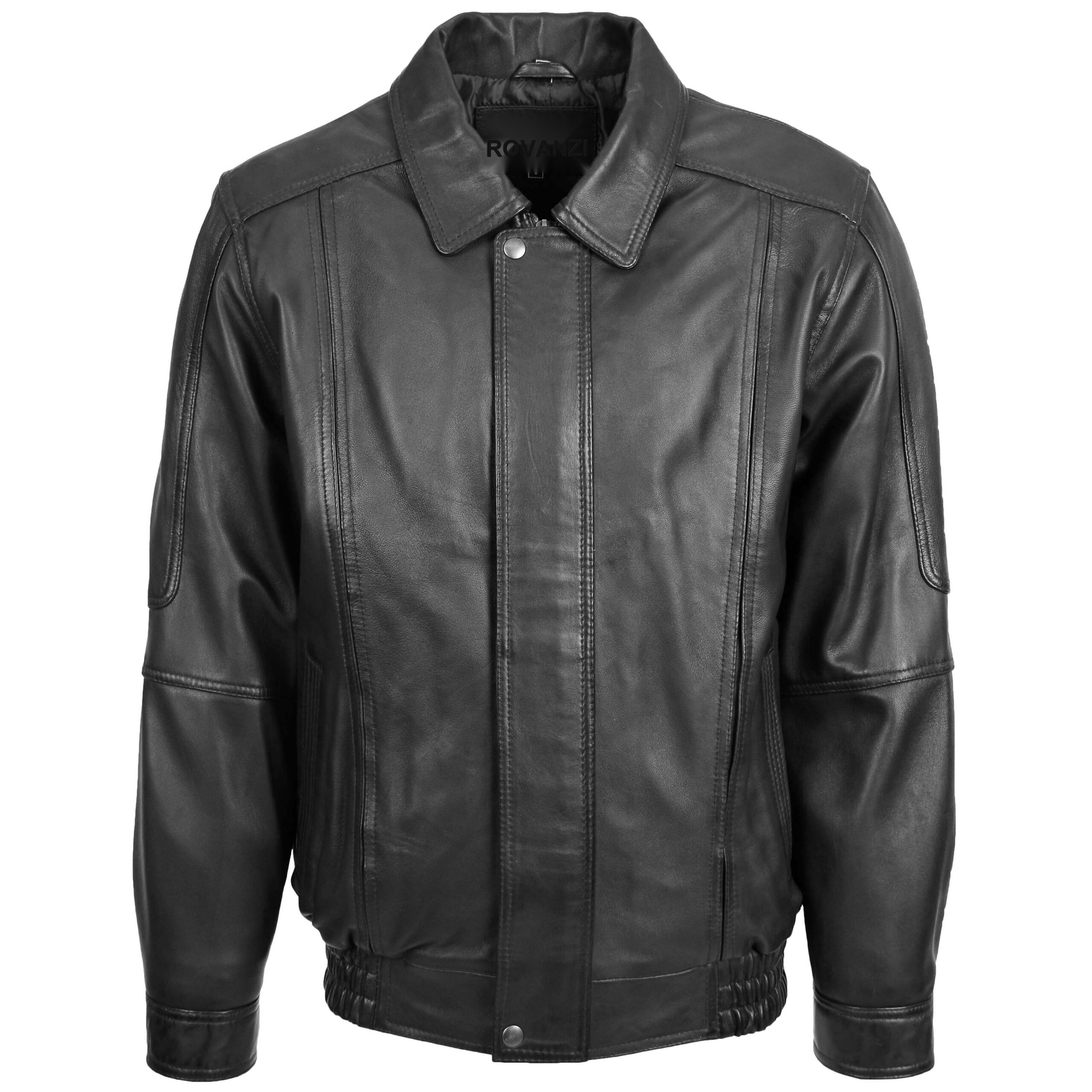 BUNERI Blouson Homme Cuir Bomber Style Classique Noir