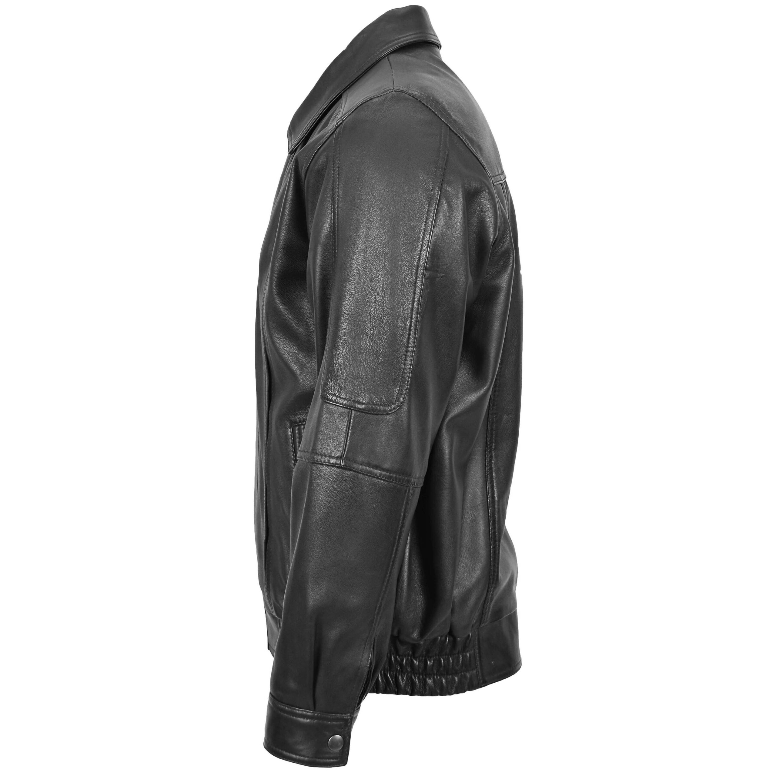 BUNERI Blouson Homme Cuir Bomber Style Classique Noir – Image 5