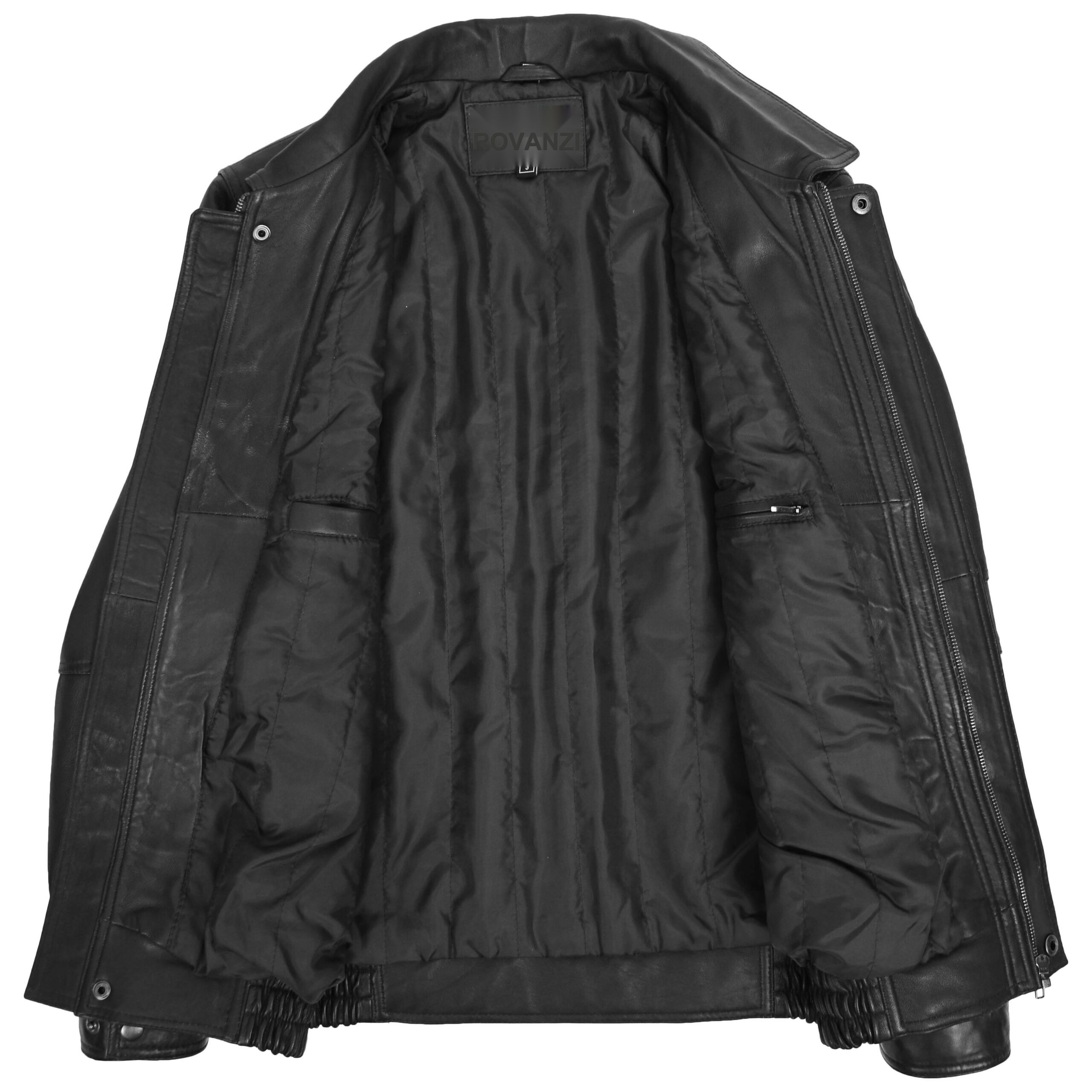 BUNERI Blouson Homme Cuir Bomber Style Classique Noir – Image 6