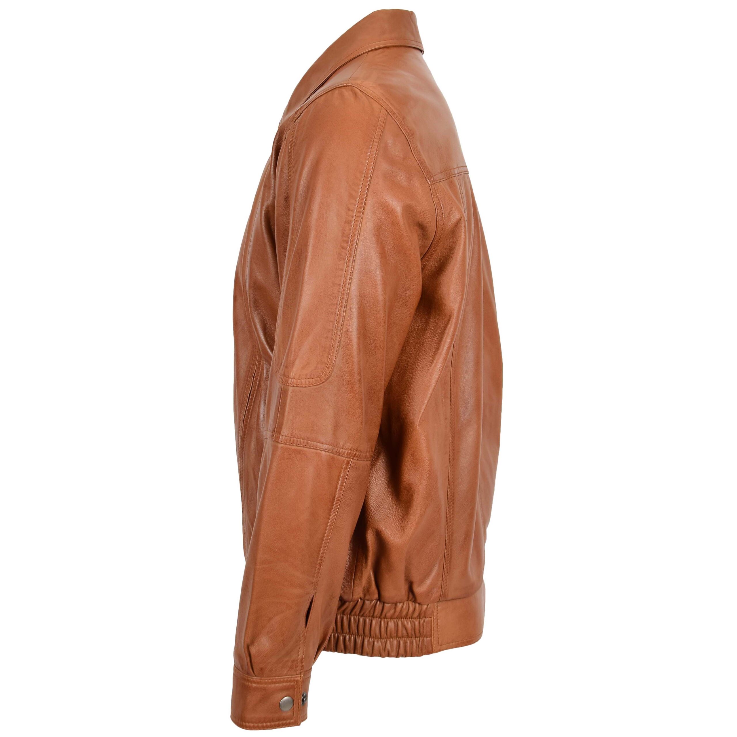 BUNERI Blouson Bomber Homme Cuir Style Classique Camel – Image 4